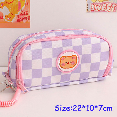 Kawaii šachmatų lentos pieštukų dėklas Paprastas didelės talpos pieštukų krepšys mergaitėms studentiškas korėjiečių raštinės reikmenys drobė Estuche