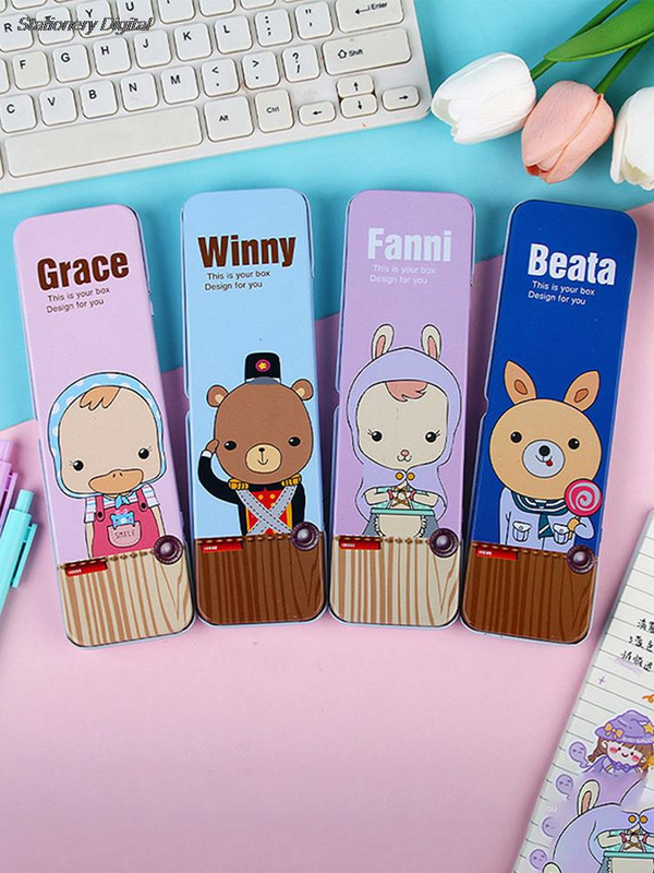 Metalna kutija za olovke Učenička dopisnica Limena crtana životinja Željezna metalna pernica za olovku Kutija za pohranjivanje dopisnice