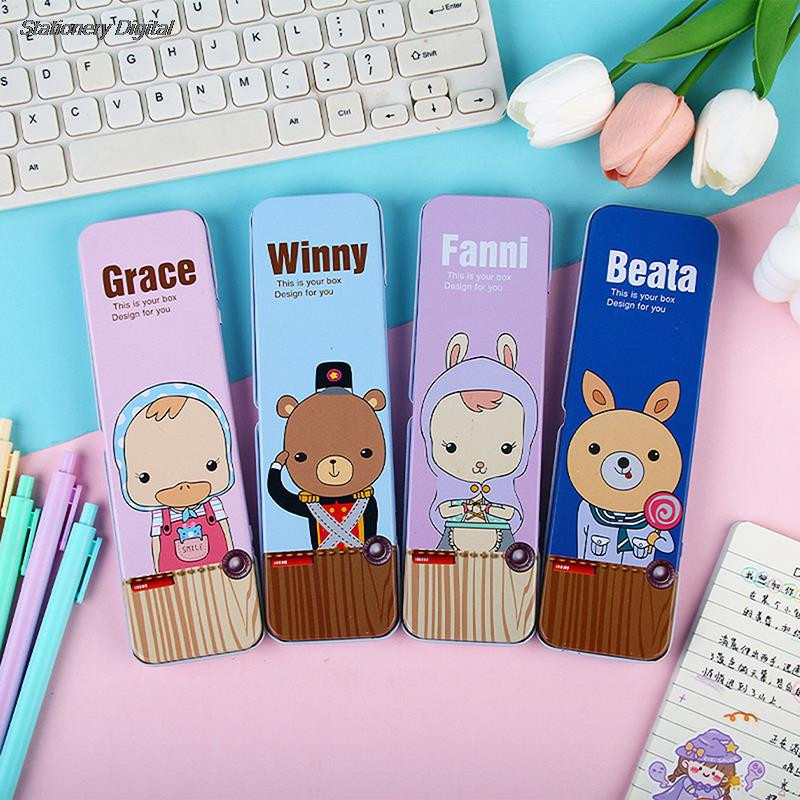 Metalna kutija za olovke Učenička dopisnica Limena crtana životinja Željezna metalna pernica za olovku Kutija za pohranjivanje dopisnice