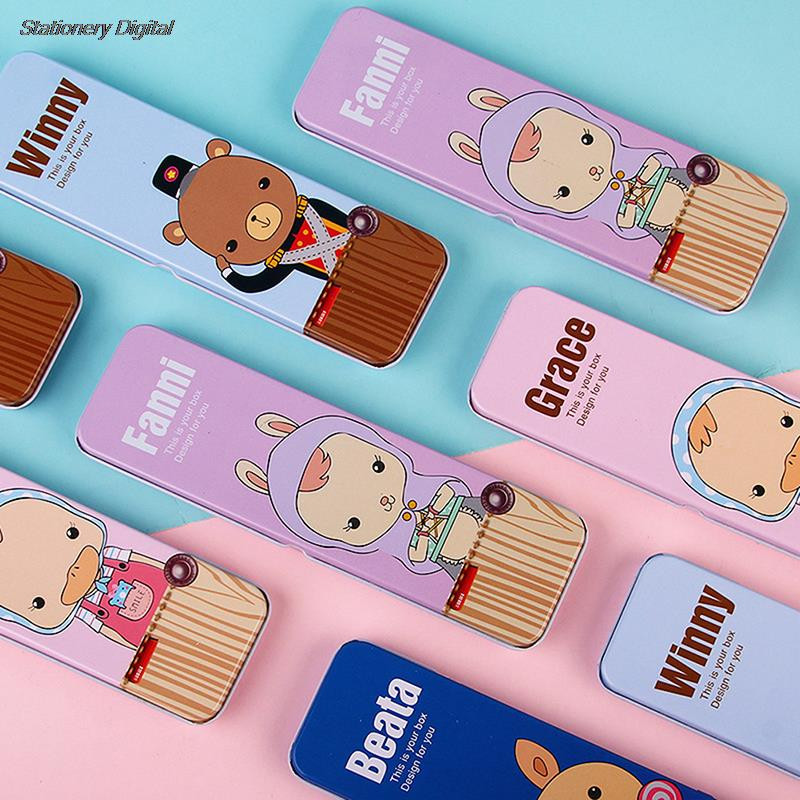 Metalna kutija za olovke Učenička dopisnica Limena crtana životinja Željezna metalna pernica za olovku Kutija za pohranjivanje dopisnice