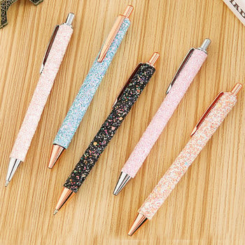 11 τμχ/σετ Glitter Sequin Metal Pen 1,0mm Μπλε Μαύρη Ράβδο Ανταλλακτικής Αναδιπλούμενης Στυλό για Σχολικό Γραφείο Δώρο