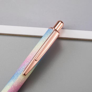 11 τμχ/σετ Glitter Sequin Metal Pen 1,0mm Μπλε Μαύρη Ράβδο Ανταλλακτικής Αναδιπλούμενης Στυλό για Σχολικό Γραφείο Δώρο