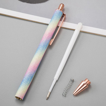 11 τμχ/σετ Glitter Sequin Metal Pen 1,0mm Μπλε Μαύρη Ράβδο Ανταλλακτικής Αναδιπλούμενης Στυλό για Σχολικό Γραφείο Δώρο