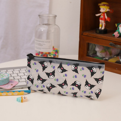 Sanrio Прозрачен калъф за моливи Kawaii Kuromi Cinnamoroll My Melody Storage Канцеларски материали Ученически пособия Чанта с цип