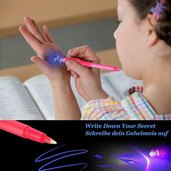 7Colors Invisible Spy Disappearing Ink Pen with UV Light Fun Activity Entertainment for Secret Message and Kid Goodies Bag Toy