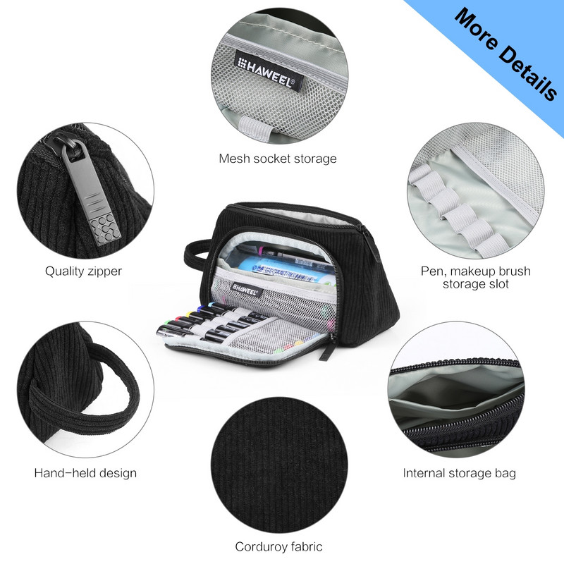 HAWEEL Husă triunghiulară din velur pentru pix Geantă pentru pix Husă pentru machiaj Geanta organizatoare pentru cosmetice de călătorie Geantă universală de depozitare