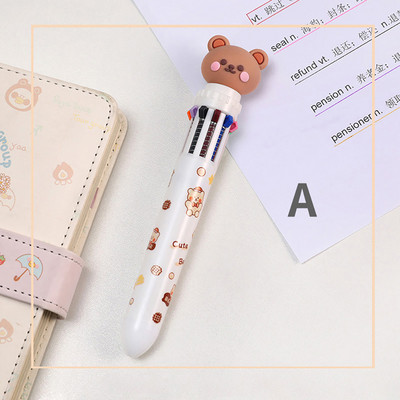 10 farieb Roztomilý kreslený medvedík Guľôčkové pero Školské kancelárske potreby Papiernictvo Papelaria Escolar Viacfarebné perá Farebná náplň