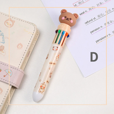 10 farieb Roztomilý kreslený medvedík Guľôčkové pero Školské kancelárske potreby Papiernictvo Papelaria Escolar Viacfarebné perá Farebná náplň