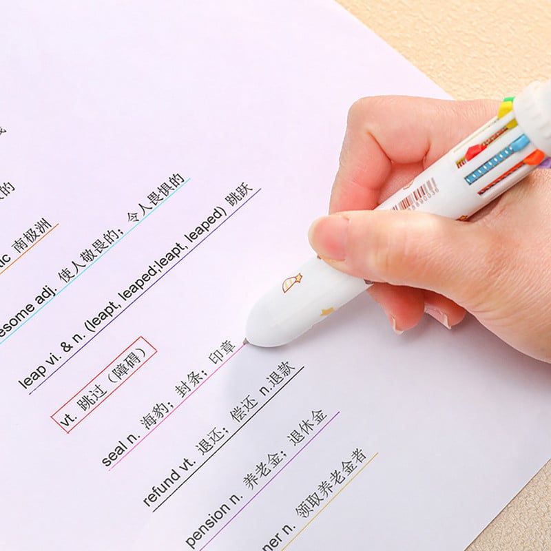 10 farieb Roztomilý kreslený medvedík Guľôčkové pero Školské kancelárske potreby Papiernictvo Papelaria Escolar Viacfarebné perá Farebná náplň