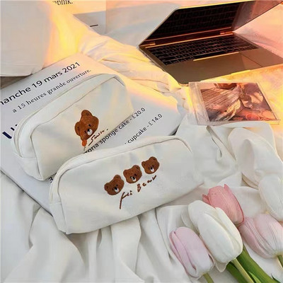 Bear Kawaii Pernica Torba za pohranu Školski pribor Slatka torba Kozmetička torba Prijenosni pribor za studente velikog kapaciteta