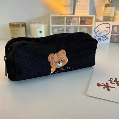 Bear Kawaii tolltartó tárolótáska iskolai kellékek aranyos táska kozmetikai táska hordozható, nagy kapacitású diáklevélpapír