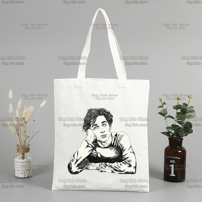 Timothee Chalamet 90s Sauc mani savā vārdā Iepirkumu maisiņš Bolsas De Tela Pārtikas preču pircējs Iepirkumu džutas maisiņš