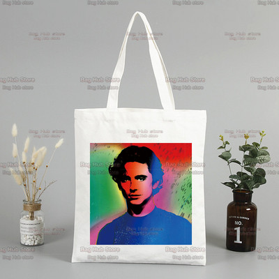 Timothee Chalamet 90s Sauc mani savā vārdā Iepirkumu maisiņš Bolsas De Tela Pārtikas preču pircējs Iepirkumu džutas maisiņš