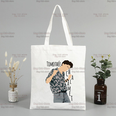 Timothee Chalamet 90s Sauc mani savā vārdā Iepirkumu maisiņš Bolsas De Tela Pārtikas preču pircējs Iepirkumu džutas maisiņš