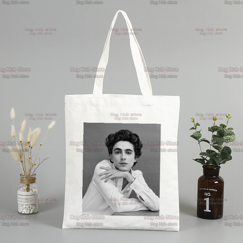 Timothee Chalamet 90s Sauc mani savā vārdā Iepirkumu maisiņš Bolsas De Tela Pārtikas preču pircējs Iepirkumu džutas maisiņš