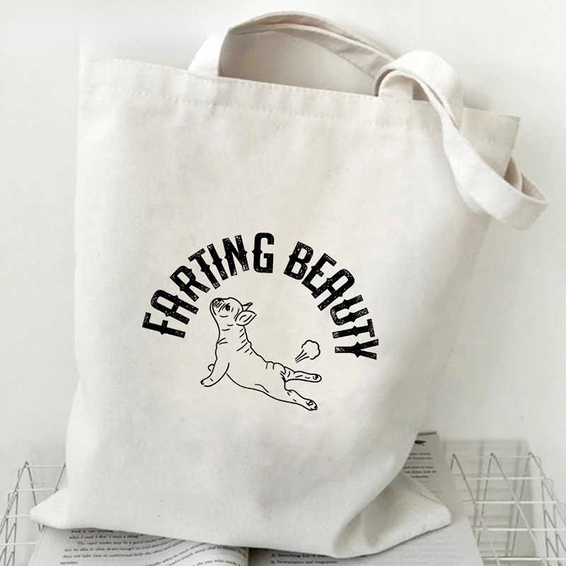 francúzsky buldoček nákupná taška bolsa bavlnená shopper kabelka plátená eko taška reciclaje sacola boodschappentas bolsa compra cabas