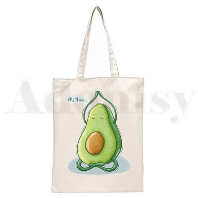 Avokaado Vegan Kawaii Vegetarian Vintage Print Korduvkasutatav ostlemine Naiste lõuend kandekotid Eco Shopper õlakotid