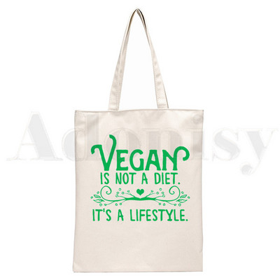 Avokaado Vegan Kawaii Vegetarian Vintage Print Korduvkasutatav ostlemine Naiste lõuend kandekotid Eco Shopper õlakotid