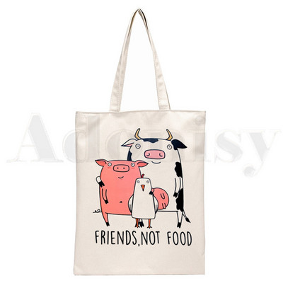 Avokaado Vegan Kawaii Vegetarian Vintage Print Korduvkasutatav ostlemine Naiste lõuend kandekotid Eco Shopper õlakotid