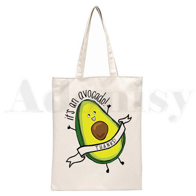 Avokaado Vegan Kawaii Vegetarian Vintage Print Korduvkasutatav ostlemine Naiste lõuend kandekotid Eco Shopper õlakotid