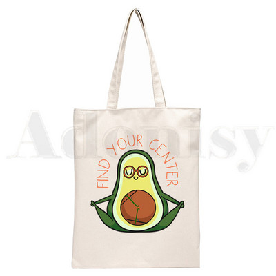 Avokaado Vegan Kawaii Vegetarian Vintage Print Korduvkasutatav ostlemine Naiste lõuend kandekotid Eco Shopper õlakotid