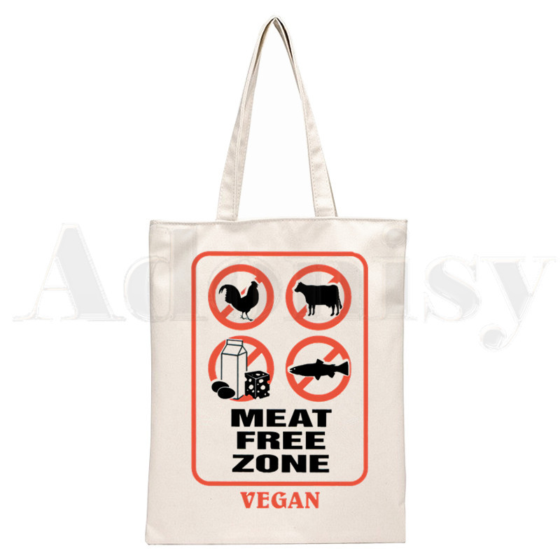 Avokádó Vegán Kawaii Vegetáriánus Vintage Print Újrafelhasználható vásárlás Női vászon hordtáskák Eco Shopper válltáskák