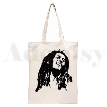 Νέα Hip Hop Reggae Originator Bob Marley Rock Print Επαναχρησιμοποιήσιμες Γυναικείες τσάντες καμβά τσάντες τσάντες ώμου Eco Shopper