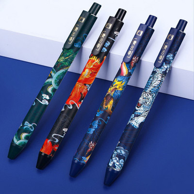 4 gab. Luksusa spiedoša lodīšu pildspalva Klasiskā, moderna stila rullīšu pildspalva ar 0,5 mm melnu tintes uzpildes gēla pildspalvu, skolas biroja piederumi