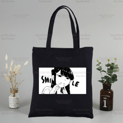 Komi San negali bendrauti Drobė Juoda pirkinių krepšys Daugkartinis Komisan Shouko Excited Manga pečių knygų krepšys dovanų rankinė