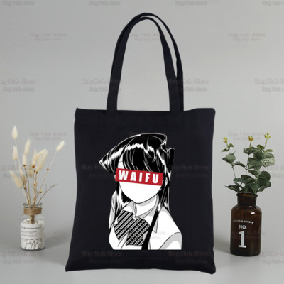 Komi San negali bendrauti Drobė Juoda pirkinių krepšys Daugkartinis Komisan Shouko Excited Manga pečių knygų krepšys dovanų rankinė