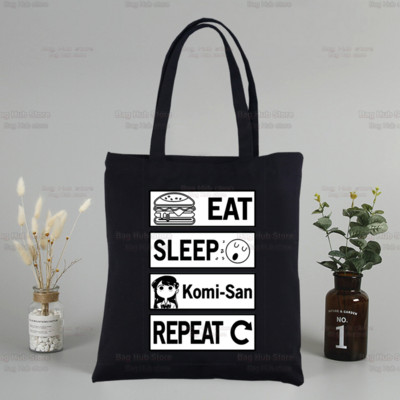 Komi San negali bendrauti Drobė Juoda pirkinių krepšys Daugkartinis Komisan Shouko Excited Manga pečių knygų krepšys dovanų rankinė