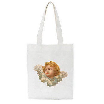 Korea Angel Cartoon Vintage Tote Shopping Μεγάλης χωρητικότητας Funny Harajuku Fiorucci Shoulder Canvas Canvas Τσάντες Kawaii Γυναικείες τσάντες