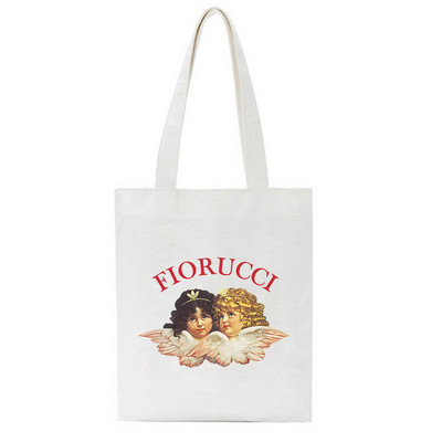 Korea Angel Cartoon Vintage Tote Shopping Μεγάλης χωρητικότητας Funny Harajuku Fiorucci Shoulder Canvas Canvas Τσάντες Kawaii Γυναικείες τσάντες
