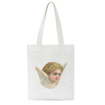 Korea Angel Cartoon Vintage Tote Shopping Μεγάλης χωρητικότητας Funny Harajuku Fiorucci Shoulder Canvas Canvas Τσάντες Kawaii Γυναικείες τσάντες