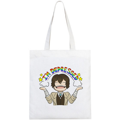 Bungou Stray Dogs τσάντα για ψώνια παντοπωλείο τσάντα από γιούτα shopper καμβά τσάντα bolsas επαναχρησιμοποιήσιμα μπόλσα compra υφασμάτινα σακόλα για ψώνια