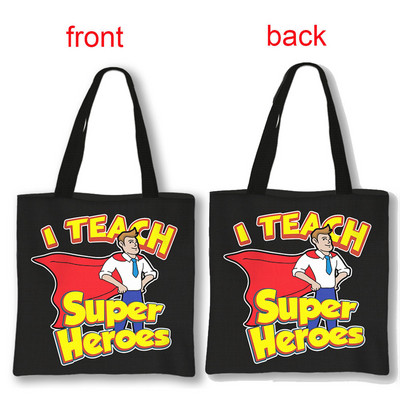 Dėkojame mokytojo pirkinių krepšiai Superhero mokytojų moterų krepšiai ant pečių, skirti kelionėms mergaičių rankinė Didelės talpos laikymo krepšys Dovana