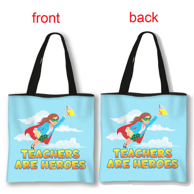 Dėkojame mokytojo pirkinių krepšiai Superhero mokytojų moterų krepšiai ant pečių, skirti kelionėms mergaičių rankinė Didelės talpos laikymo krepšys Dovana