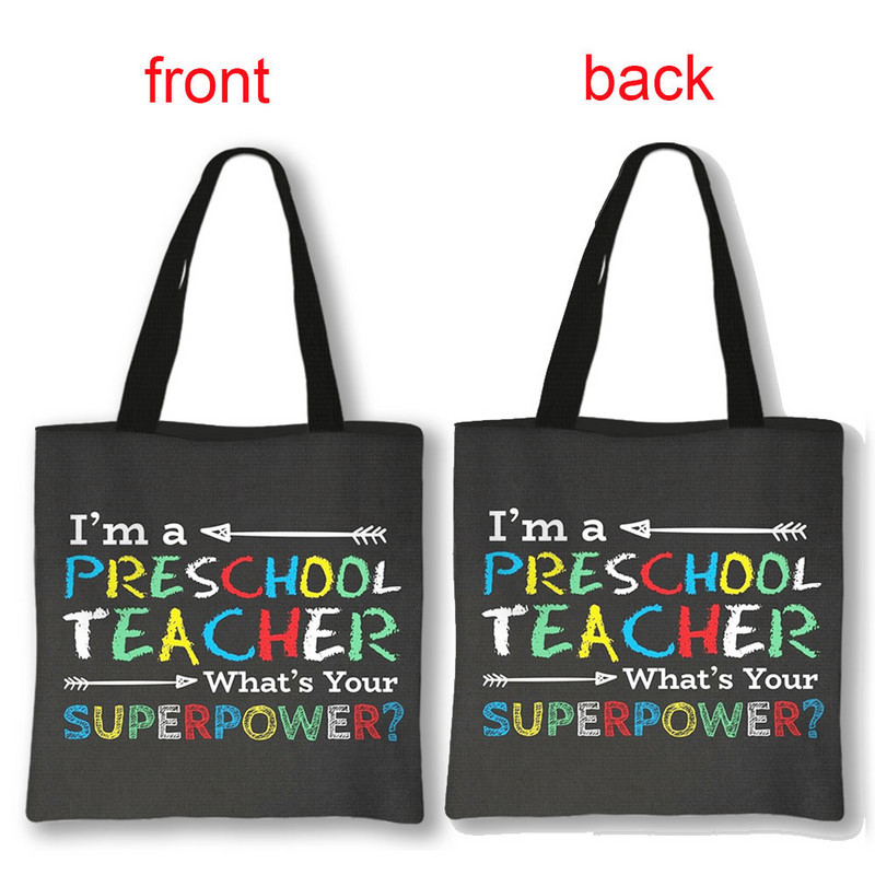 Dėkojame mokytojo pirkinių krepšiai Superhero mokytojų moterų krepšiai ant pečių, skirti kelionėms mergaičių rankinė Didelės talpos laikymo krepšys Dovana