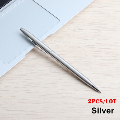 2/11/20PCS Kemijska olovka Rotirajuća šipka od nehrđajućeg čelika Metalna kemijska olovka Pribor Kemijska olovka 0,7 mm Plava tinta Uredski i školski pribor