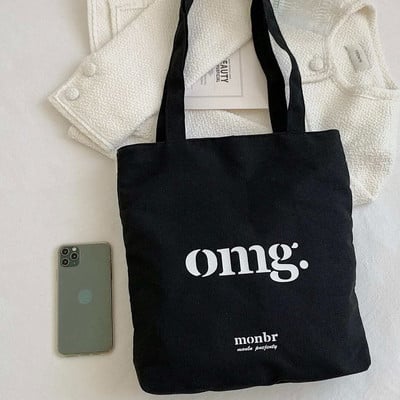 Nova ženska platnena torba za kupnju OMG torba za knjige Ženska torba za rame od pamučne tkanine Eko ručna torba Tote Tote za kupovinu namirnica za višekratnu upotrebu