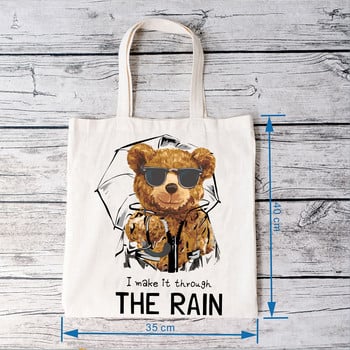 BLINGPAW Canvas Tote Bag 100% βαμβακερές επαναχρησιμοποιούμενες τσάντες αγορών Eco Bolsa Teddy Bear Το φτιάχνω μέσω της εκτύπωσης τιμών βροχής