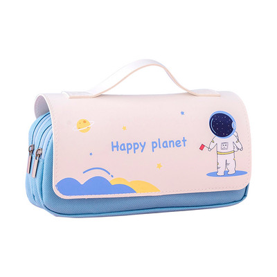 Școală drăguț de desene animate durabil băiat fată pentru copii student închidere cu fermoar trusa de capacitate mare pentru creion husă impermeabilă 3 compartimente