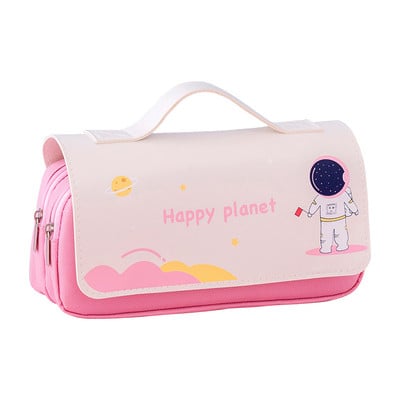 Școală drăguț de desene animate durabil băiat fată pentru copii student închidere cu fermoar trusa de capacitate mare pentru creion husă impermeabilă 3 compartimente