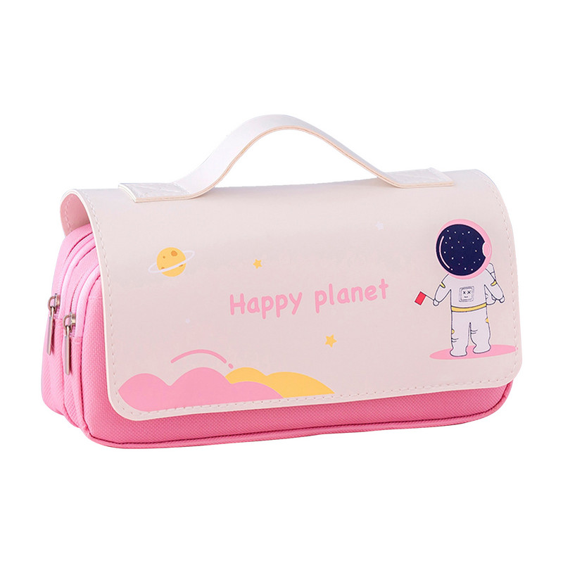Școală drăguț de desene animate durabil băiat fată pentru copii student închidere cu fermoar trusa de capacitate mare pentru creion husă impermeabilă 3 compartimente