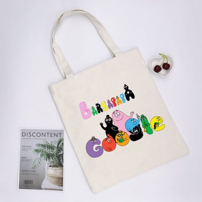 Crtani Barbapapa Gilrs Studentska torba velikog kapaciteta Ženske shopping torbe Shopping Bag Tote Bag Torba na rame Platnene torbe sumki