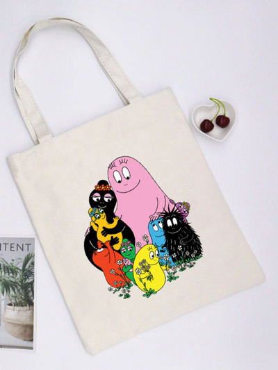 Crtani Barbapapa Gilrs Studentska torba velikog kapaciteta Ženske shopping torbe Shopping Bag Tote Bag Torba na rame Platnene torbe sumki