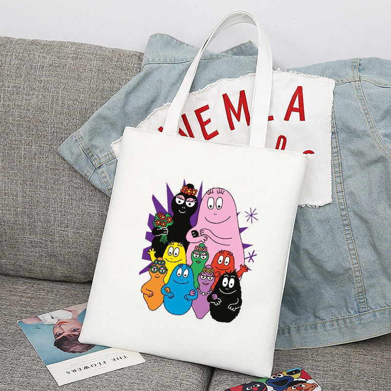Crtani Barbapapa Gilrs Studentska torba velikog kapaciteta Ženske shopping torbe Shopping Bag Tote Bag Torba na rame Platnene torbe sumki