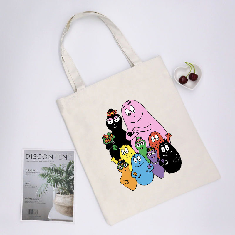 Crtani Barbapapa Gilrs Studentska torba velikog kapaciteta Ženske shopping torbe Shopping Bag Tote Bag Torba na rame Platnene torbe sumki