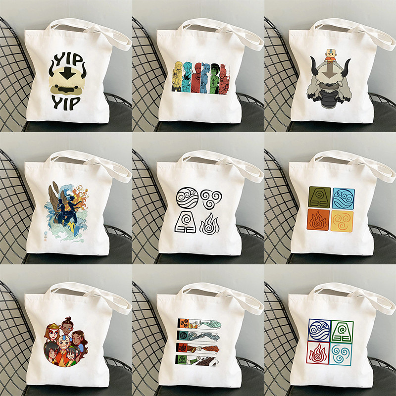 Avatar The Last Airbender Aang Appa Anime Badss Art Geantă de pânză Genți de tote Genți de cumpărături Genți de cumpărături Geanta de mână Fete Genți de carte casual