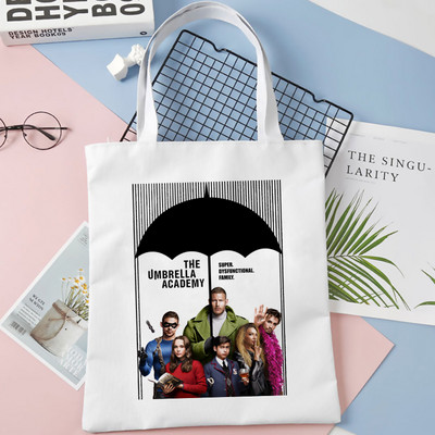 nákupná taška Umbrella Academy nákupná opakovane použiteľná bolsa bolsas de tela taška na potraviny vak cabas bolsas ecologicas šnúrka